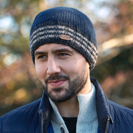 Navy and Grey Fleece Lined Hat