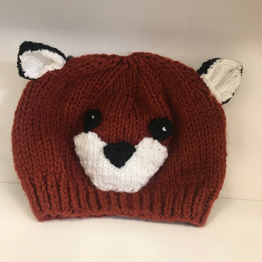 Hand Knit Hat Fox